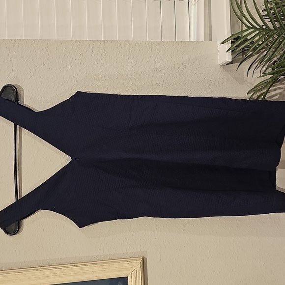 Lilly Pulitzer Navy Blue Sheath Dress Gold Crochet Embellished Sleeveless - Picture 4 of 5